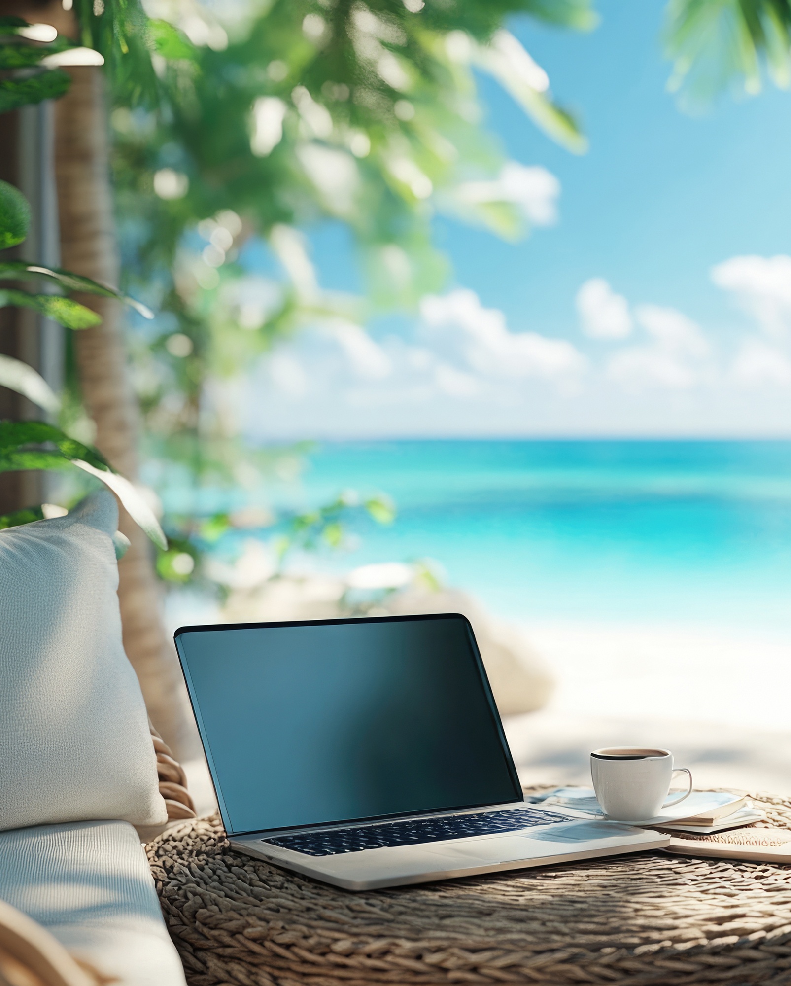 Laptop Couch Tropical Water